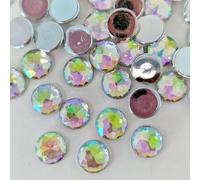 MajorCrafts® 200pcs 8mm Crystal AB Star Facets Flat Back Round Acrylic Rhinestones Craft Gems