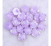 MajorCrafts 20pcs 18mm Jelly Effect Flat Back Rose Flower Resin Cabochons - DIY Craft Embellishments (Lilac Purple AB J21A)