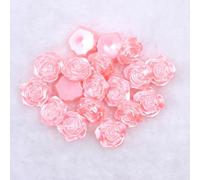 MajorCrafts 20pcs 18mm Pearl Effect Flat Back Rose Flower Resin Cabochons - Craft Embellishments (Light Pink C28)