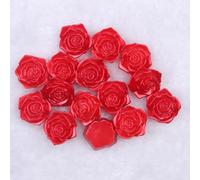 MajorCrafts 20pcs 18mm Pearl Effect Flat Back Rose Flower Resin Cabochons - Craft Embellishments (Red C23)