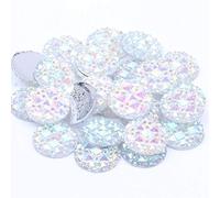 MajorCrafts 20pcs 20mm Crystal AB Multi-Facets Flat Back Round Resin Rhinestones