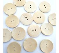 MajorCrafts® 24pcs 25mm Light Brown Natural Plain 2 Holes Round Wood Sewing Buttons Needlework Arts and Crafts Embellishments