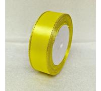 MajorCrafts® 25mm 22metres Gold Edge Trim Satin Fabric Ribbon Roll Craft Embellishments (Bright Yellow)
