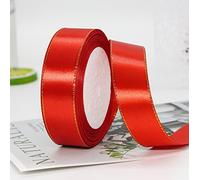MajorCrafts® 25mm 22metres Gold Edge Trim Satin Fabric Ribbon Roll Craft Embellishments (Crimson Red R26)
