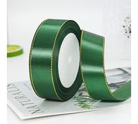 MajorCrafts® 25mm 22metres Gold Edge Trim Satin Fabric Ribbon Roll Craft Embellishments (Dark Green R49)