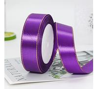 MajorCrafts® 25mm 22metres Gold Edge Trim Satin Fabric Ribbon Roll Craft Embellishments (Royal Purple R35)