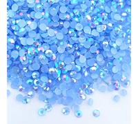 MajorCrafts 3000pcs 3mm ss12 Jelly AB Flat Back Round 14 Facets Resin Rhinestones Arts and Crafts Embellishment Gems (Light Blue AB C78)