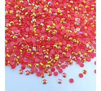 MajorCrafts 3000pcs 3mm ss12 Jelly AB Flat Back Round 14 Facets Resin Rhinestones Arts and Crafts Embellishment Gems (Bright Red AB C72)