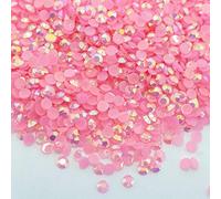 MajorCrafts 3000pcs 3mm ss12 Jelly AB Flat Back Round 14 Facets Resin Rhinestones Arts and Crafts Embellishment Gems (Light Pink AB C75)