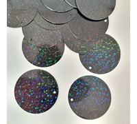 MajorCrafts 30mm 30g 130pcs Holographic Large Round PVC Sequins (Black)