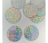 MajorCrafts 30mm 30g 130pcs Holographic Large Round PVC Sequins (Silver)