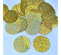 MajorCrafts 30mm 30g 130pcs Holographic Large Round PVC Sequins with 1x Hole (Light Gold)