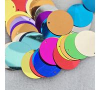 MajorCrafts 30mm 40g 150pcs Metallic Large Round PVC Sequins with 1x Hole (Mixed Colours)