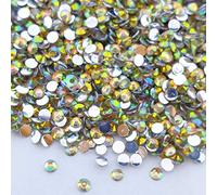 MajorCrafts 4000pcs 2mm ss6 Crystal AB Coated Flat Back Round 14 Facets Small Resin Rhinestones Embellishment Gems (Crystal Lt Topaz Brown AB19)