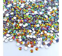 MajorCrafts 4000pcs 2mm ss6 Crystal AB Coated Flat Back Round 14 Facets Small Resin Rhinestones Embellishment Gems (Crystal Light Red Siam AB20)
