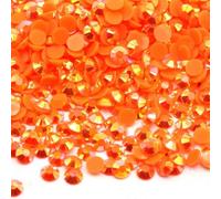MajorCrafts 4000pcs 2mm ss6 Jelly AB Flat Back Round 14 Facets Resin Rhinestones Arts and Crafts Embellishment Gems (Tiger Orange AB C83)