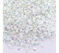 MajorCrafts 4000pcs 2mm ss6 Jelly AB Flat Back Round 14 Facets Resin Rhinestones Arts and Crafts Embellishment Gems (White AB C61)