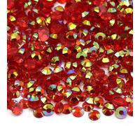 MajorCrafts 4000pcs 2mm ss6 Transparent AB Flat Back Round 14 Facets Resin Rhinestones Arts and Crafts Embellishment Gems (Clear Red T20)