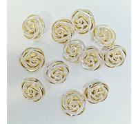 MajorCrafts® 40pcs 13mm Rose Flower Shaped 1 Hole Shank Resin Sewing Buttons Needlework Craft Embellishments (Transparent Clear & Gold)