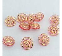 MajorCrafts® 40pcs 13mm Rose Flower Shaped 1 Hole Shank Resin Sewing Buttons Needlework Craft Embellishments (Light Rose Pink & Gold)