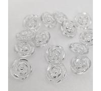 MajorCrafts® 40pcs 13mm Rose Flower Shaped 1 Hole Shank Resin Sewing Buttons Needlework Craft Embellishments (Clear & Silver)