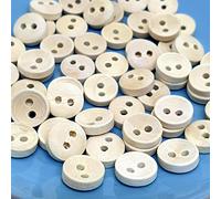 MajorCrafts® 48pcs 10mm Light Brown Plain 2 Holes Small Round Wood Sewing Buttons Needlework Arts and Crafts Embellishments