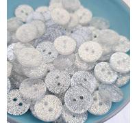 MajorCrafts® 48pcs 12.5mm Clear Silver Glitter 2 Holes Small Round Resin Sewing Buttons Craft Embellishments