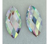 MajorCrafts® 4pcs 62x30mm Flat Back Sew-on Navette Horse Eye Large Acrylic Rhinestone Gems (Crystal AB)