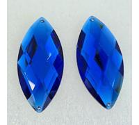 MajorCrafts® 4pcs 62x30mm Flat Back Sew-on Navette Horse Eye Large Acrylic Rhinestone Gems (Sapphire Blue)
