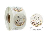 MajorCrafts 500 Labels per roll 2.5cm 1" Wide Floral Pattern 'Thank You' Printed Round Sticker Labels (Thank You - V140)