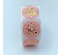MajorCrafts 500 Labels per roll 2.5cm 1" Wide 'Pretty Things Inside' Printed Round Stickers (Pink & Gold - V003)