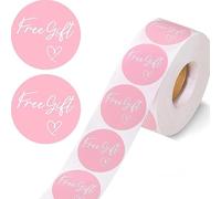 MajorCrafts 500 Labels per roll 25mm 1." Wide 'Free Gift' Printed Promotion Round Stickers (Light Pink - V154)