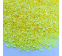 MajorCrafts 500pcs 6.5mm ss30 Jelly AB Flat Back Round 14 Facets Resin Rhinestones Arts and Crafts Embellishment Gems (Bright Yellow AB C64)