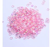 MajorCrafts 500pcs 6.5mm ss30 Transparent AB Flat Back Round 14 Facets Resin Rhinestones Arts and Crafts Embellishment Gems (Clear Light Pink AB T04)