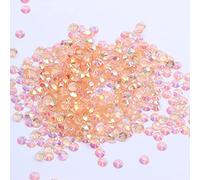 MajorCrafts 500pcs 6.5mm ss30 Transparent AB Flat Back Round 14 Facets Resin Rhinestones Arts and Crafts Embellishment Gems (Clear Champagne AB T05)