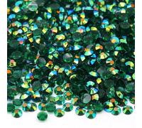 MajorCrafts 500pcs 6.5mm ss30 Transparent AB Flat Back Round 14 Facets Resin Rhinestones Arts and Crafts Embellishment Gems (Clear Dark Green AB T38)