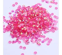 MajorCrafts 500pcs 6.5mm ss30 Transparent AB Flat Back Round 14 Facets Resin Rhinestones Arts and Crafts Embellishment Gems (Clear Dark Pink AB T25)