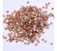 MajorCrafts 500pcs 6.5mm ss30 Transparent AB Flat Back Round 14 Facets Resin Rhinestones Arts and Crafts Embellishment Gems (Clear Brown AB T26)