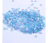 MajorCrafts 500pcs 6.5mm ss30 Transparent AB Flat Back Round 14 Facets Resin Rhinestones Arts and Crafts Embellishment Gems (Clear Light Blue AB T15)