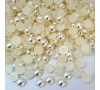 MajorCrafts 500pcs 6mm Flat Back Half Round Resin Pearls Craft Embellishments (Cream Ivory C14)