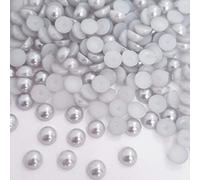 MajorCrafts 500pcs 6mm Flat Back Half Round Resin Pearls Craft Embellishments (Light Grey C18)