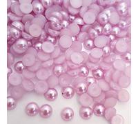 MajorCrafts 500pcs 6mm Flat Back Half Round Resin Pearls Craft Embellishments (Light Purple C31)