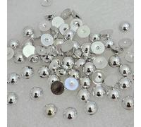 MajorCrafts 500pcs 6mm Flat Back Half Round Resin Pearls Craft Embellishments (Metallic Silver C37)