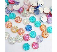 Majorcrafts® 50pcs 12mm Mixed AB Colours Flat Back ROUND Sew On Resin Rhinestones Craft Gems