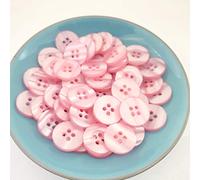 MajorCrafts® 50pcs 15mm Baby Pink 4 holes Round Sew-on Resin Pearlescent Buttons Craft Embellishments