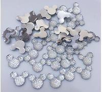 MajorCrafts 60pcs Crystal Clear 14mm Flat Back Kawaii Resin Mouse Head Glitter Rhinestones