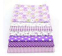 MajorCrafts 7pcs of 50cm x 50cm Polka Dot and Floral Cotton Fabric Patchwork Squares (Purple Theme)