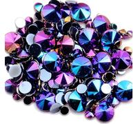 MajorCrafts Flat Back Pointed Top Acrylic Rhinestones: Rivoli Style Craft Gems (Black AB A09, 4mm - 800pcs)