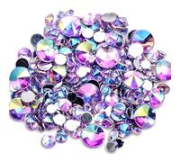 MajorCrafts Flat Back Pointed Top Acrylic Rhinestones: Rivoli Style Craft Gems (Light Purple AB A05, 10mm - 120pcs)