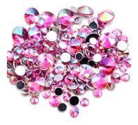 MajorCrafts Flat Back Pointed Top Acrylic Rhinestones: Rivoli Style Craft Gems (Rose Pink AB A07, 5mm - 600pcs)